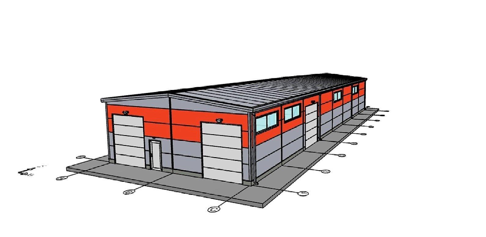 ŤAHANOVCE - POZEMOK 1072 M2 S OCEĽOVÝM PRÍSTREŠKOM - ZÁKLAD HALY 384 M2.