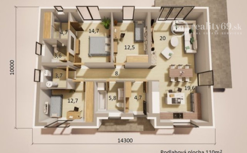 ROZHANOVCE - TEHLOVÝ 4 IZBOVÝ RD 110 M2 S TERASOU, PEKNÁ NOVOSTAVBA HRUBÁ STAVBA/HOLODOM.