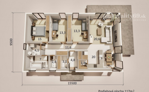 ROZHANOVCE - TEHLOVÝ 4 IZBOVÝ PEKNÝ RD 117 M2 S TERASOU, NOVOSTAVBA HOLODOM.